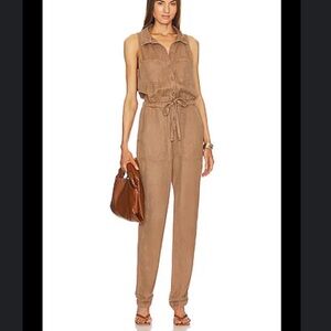 Bella Dahl Sierra Linen Blend Jumpsuit in Mocha Size Small